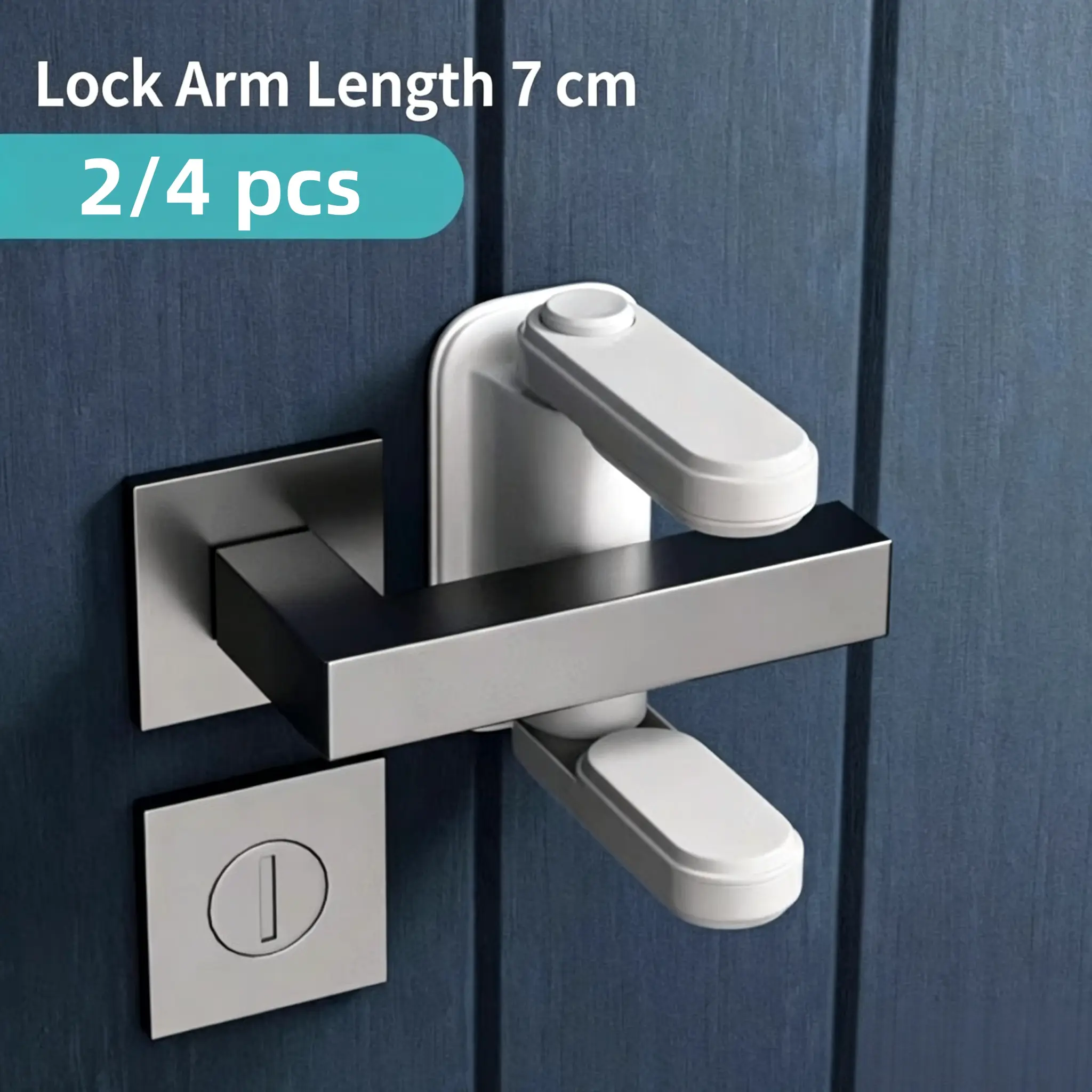 2/4 pcs Door Handle Lock, Easy Installation with No Tools Required, 2‑Button Press 180° Rotating Handle, Polished Metal Surface, Durable & Reliable Door Security Lock, Door Hardware-MM1