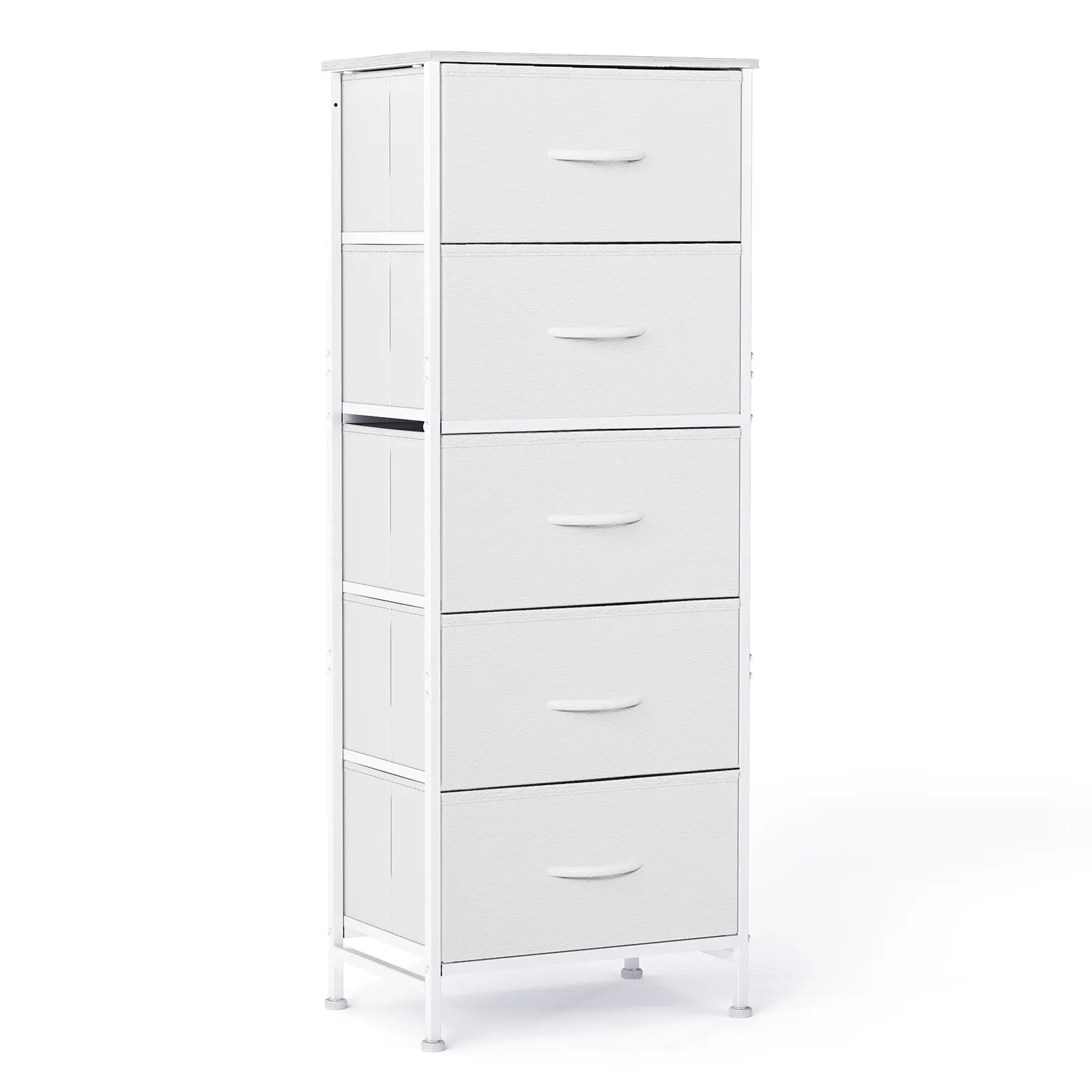 5-Drawer Fabric Dresser with Metal Frame and Wooden Top TV Stand - Perfect for Clothes, Living Room, Hallway, Entryway