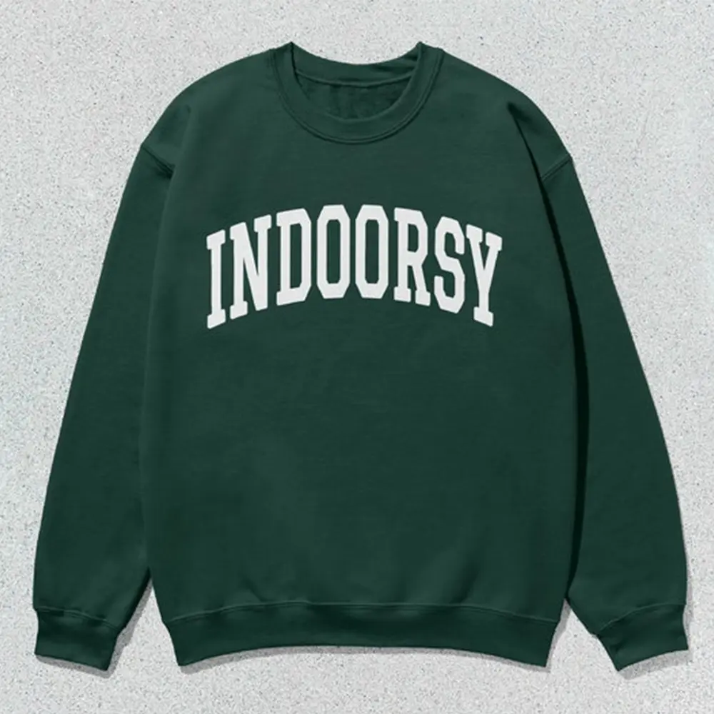 Indoorsy Sweatshirt, Collegiate Homebody Crewneck, Cozy Introvert Travel Pullover, Coastal Aesthetic Unisex Sweater, Vacation Lounge Top