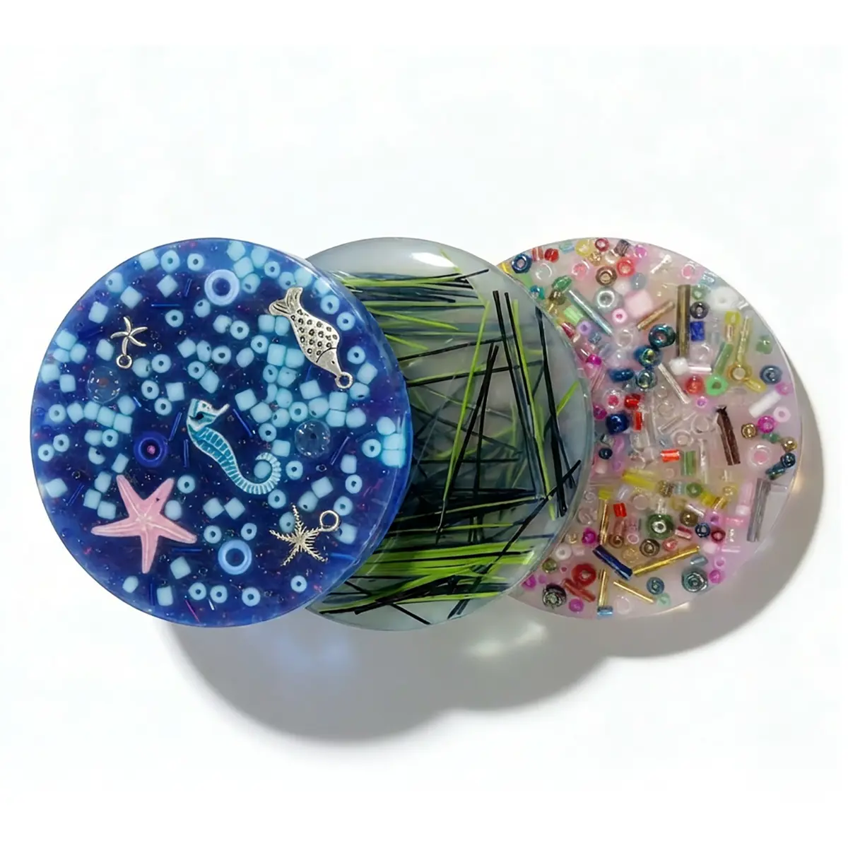 Picky Pad Fidget Toys - Ocean Theme Silicone Tactile Fun Sensory Set with Line & Bead Texture, 1-Pack/3-Pack Fidget for Adults