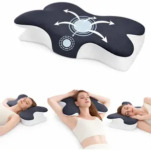 Ergo   Pillow, Memory  Contour Bed Pillow with Dual Height,Breathable Washable Cover,  &  Support for Cozy Sleeping, Side  &  Sleepers