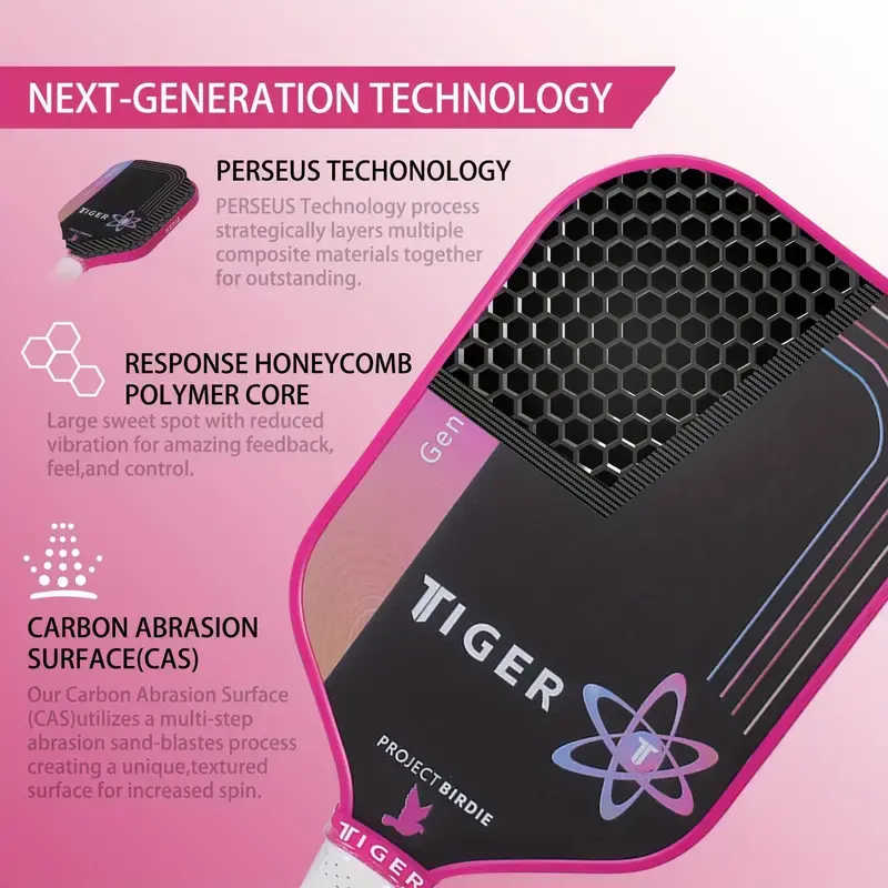 Tiger Proton Series Three Project Flamingo Carbon Fiber Pickleball