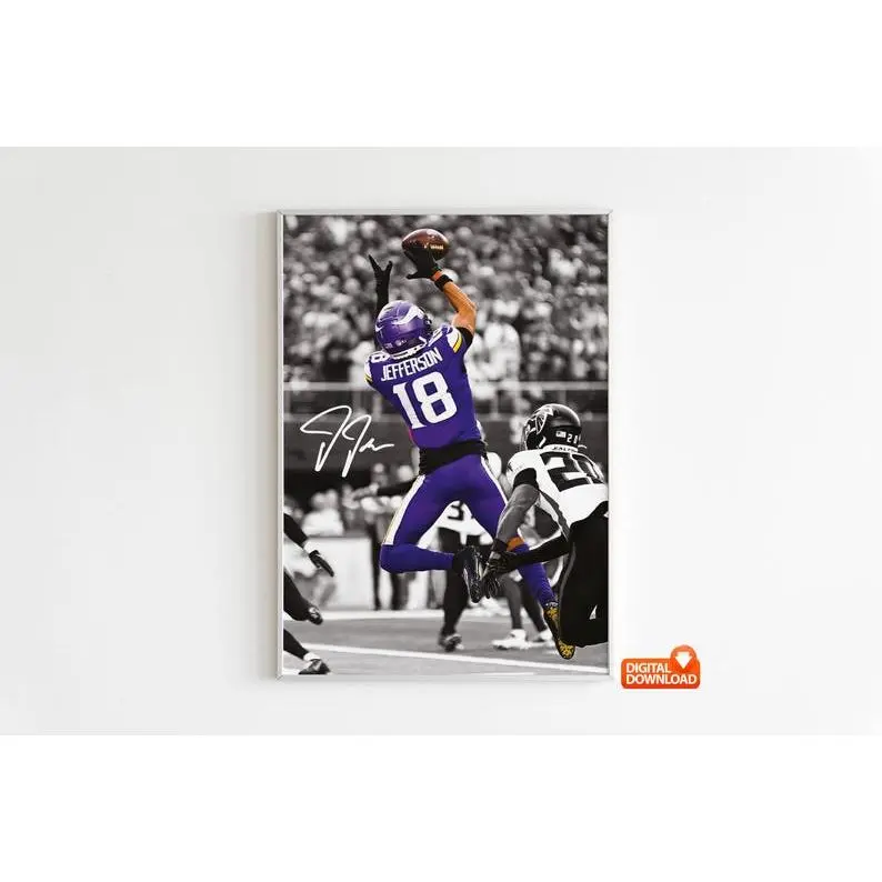 Justin Jefferson Poster, Signed Football Poster Print Unframed