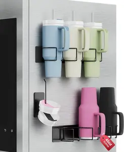 Magnetic Stanley Cup Holder for Refrigerator, Water Bottle Organizer for Stanley 40 oz with Tumbler Lid Organizer, Kitchen Pantry Organizers and Storage for Stanley Cup Accessories