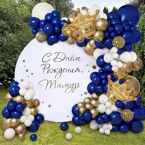 Navy Blue Balloon Garland Kit ,Graduation DecorationClass Of 2026 Navy Blue Balloon Garland Set Gold AndWhite Confetti Foil Crown For Graduation Season BridalShower Birthday Gender Reveal Wedding Party