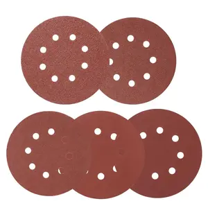 50 count 5 Inch 8 Hole Sanding Discs Hook and Loop, 60 80 120 240 320 Grits Assorted Round Sand Paper Disc,  Oxide Sandpaper Pads for Random Orbital Sander