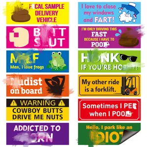 12PCS Funny Car Magnets, Reusable Waterproof Bumper Stickers for Car & Truck, Easy-to-Remove No-Residue Prank Decals, Truck Stuff