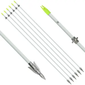 6 PCS/12PCS 36 Inch 8mm Fiberglass Bowfishing Arrows with Broadhead for Slingshot Archery Hunting Fishing