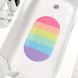 Colorful Silicone Bath Mat with Non-Slip Grip, Soft Foldable Design and Washable Shower Mat for Shower Room, Hotel Bathroom, Toilet, Bathtub, Home Decor