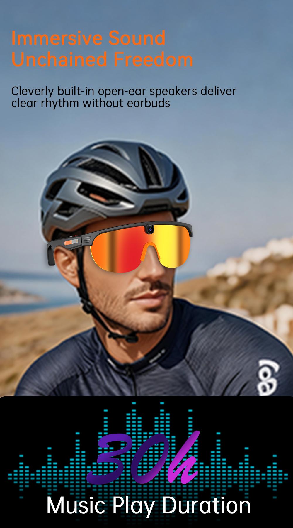 2026 AI Smart Glasses with Camera Dust UV Proof Cycling Sports Goggles- HD Video Recording Glasses with Audio, Music Playback, Wireless Call, Touch Control, Real-Time Translation, AI Object Recognition, for Men Women, Translation Glasses