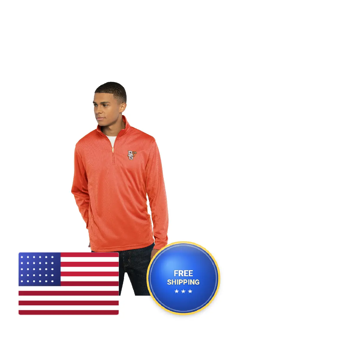 Vantage Apparel Men's Traditional Comfortable Quick-Dry Synthetics Collegiate Micro Mesh Performance 1/4 Zip Sports Top