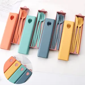 Fingerprint Keyport Wheat Straw Cutlery Set for Students Travel