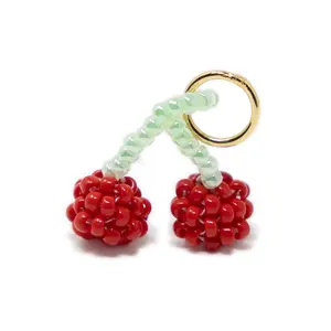 Hand Beaded Cherry Charm