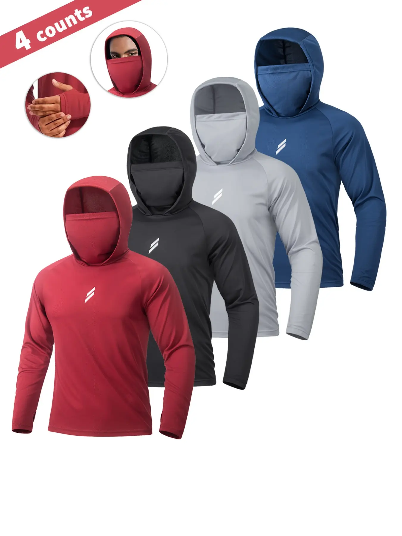 Men's Sun Protection Hoodie Set,FishingHoodiewithMask,Casual Breathable Fishing Jacket,Quick Dry Sportswear with Face Cover, SunProtectionFishingGear,Outdoor Adventure Clothing, Active Athletic Hoodie, Fishing Hoody, Athletic Hoodies, Dry Fit Active