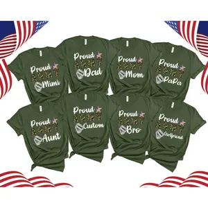 Custom Proud Army Family Shirts, USA Army Dad T-Shirt, Cool Army Family Outfits, Military Family Shirt, Graduation Tee, Personalized Name