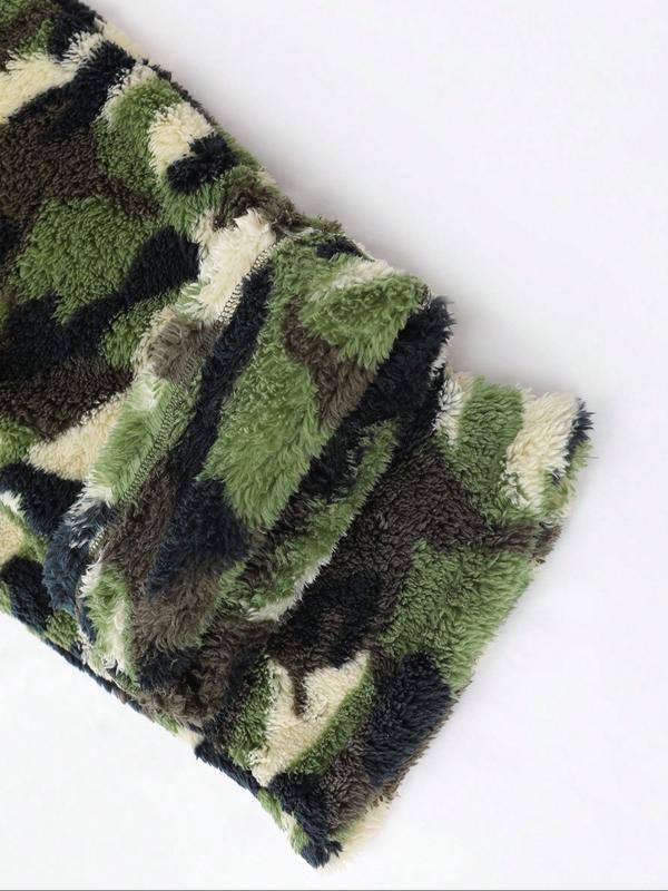 Men's Camouflage Fleece Casual Pants, Camo Cargo Pant, Soft Warm Lock Temperature Fabric, Classic Drawstring Adjustable, Fall Winter Daily Wear