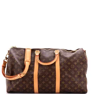 Pre-owned Louis Vuitton Canvas Coated Travel Bags Keepall Bandouliere Bag Monogram Canvas 50 by Rebag