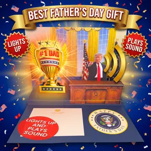 Funny Talking Pop Up Fathers Day Card with Lights & Sound, Plays Heartfelt 'I Love You Dad' Voice Message, 3D Pop-Up Scene with #1 Dad Trophy, Funny Novelty Father's Day Card from Son, Daughter, or Wife
