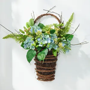 RAZ Imports 23" Premade Blue Hydrangea Spring Wall Basket