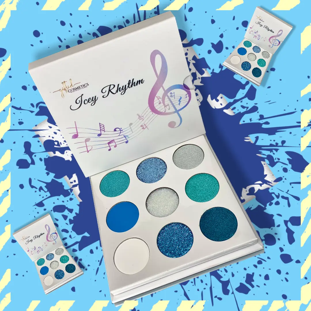 Gifted Cosmetics RHYTHM ICEY Multifaceted Shimmering Eyeshadow Palette - 138g Glitter Palette Eyeshadow, Intensely Pigmented Matte-Shimmer-Metallic Formula, Ice Queen Light Reflecting Reflective Shimmery Eye Makeup for Versatile Looks, Ice Queen Eyeshadow