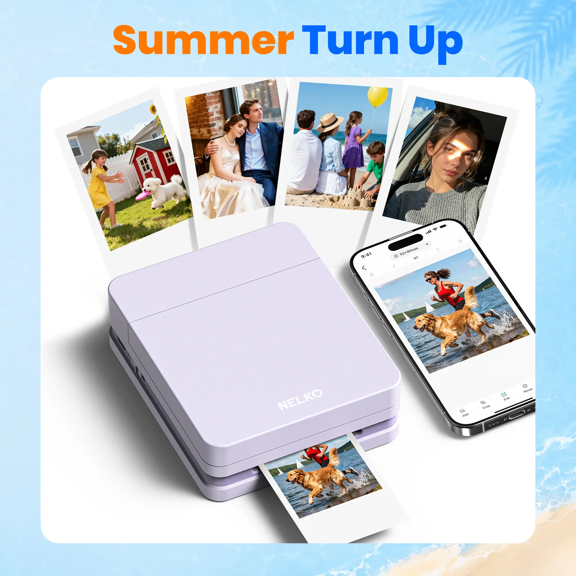Nelko Pocket PP01 Instant Inkjet Photo Printer, Portable Mini Color Wireless Mobile Printer with 5 Photo Papers, Bluetooth-Compatible for iOS/Android, Fun Editing App, Mini Gadgets for Purse, Mothers Day Gift for Mom, Fathersdaygift, summerwins