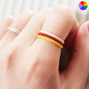 Monoria Studio 1.5mm Koyu ring Color Meaning Rings Handmade Stackable Thread ring Personalize colors Special Gift For her For him
