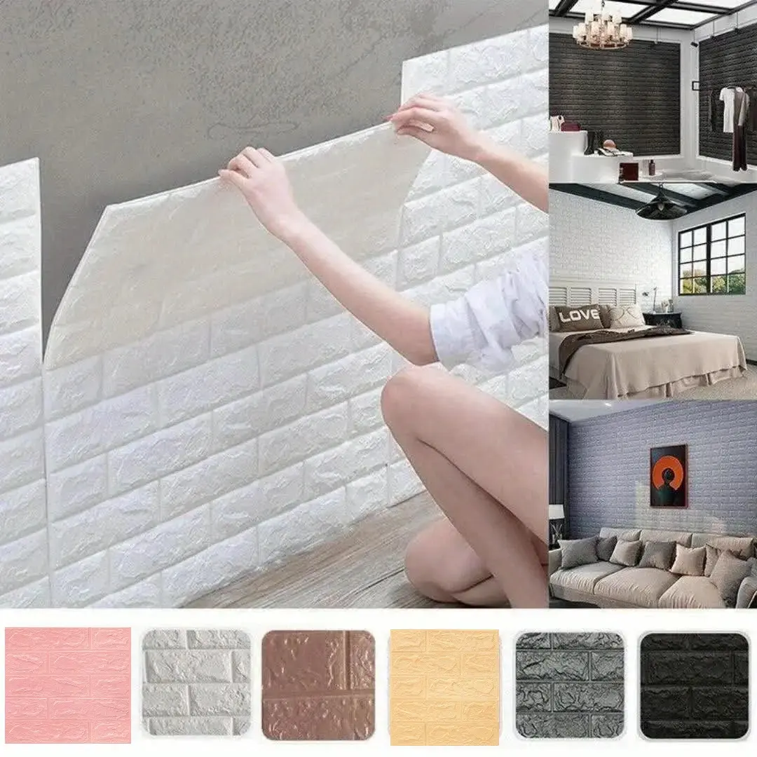30/50 pieces 3D brick pattern wallpaper stickers, Decorative wallpaper, foam self-adhesive wall stickers, thickened design, home decoration wall panels, peel and stick, easy to clean and cut, suitable for decoration in living rooms, kitchens, bedrooms