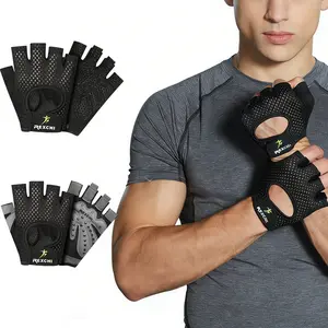 1Pair Breathable Workout Gloves, Weight Lifting Fingerless Gym Exercise Gloves with Curved Open Back, for Powerlifting, Women and Men