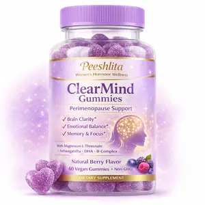 Peeshlita Women's Brain Gummies I Decaffeinated I BrainFog Relief, Memory & Focus | Ashwagandha, Magnesium, BVitamins I 60 Count, Natural Berry Flavor