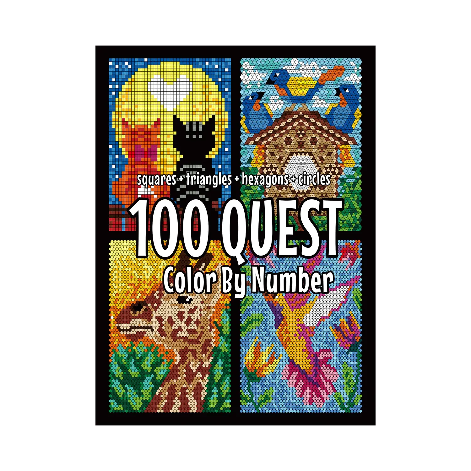 100 Quest Color by Numbers Book, 204 Pages + Set, Digital Coloring Book, Perfect Gift for Kids & Adults, Creative Art Therapy Tool, Relaxation