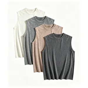 1/4 Pack Men's Oversized Tshirts Sports Vintage Heavy Cotton Tshirt Washed Loose Fit Athletic Tee Sleeveless Vest,summervibes
