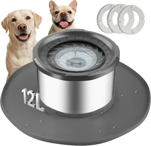 UPSKY 12L No Spill Dog Water Bowl for Large Dogs, Stainless Steel Spill Proof Bowls with Suction Cup Anti-Skid Mat, Slow Drinking Feeder for Messy Drinkers, Heavy Duty Pet Bowls for Indoor/Outdoor