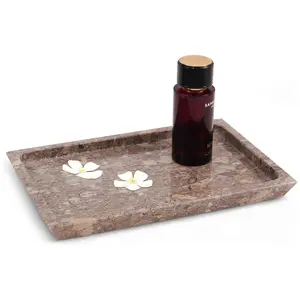 Elborse Mable Serving Tray 12" inches Handmade Rectangle Cafeteria Trays for Kitchen Countertop Ideal Food and Serving Dishes, Serving Platter for Party Supplies