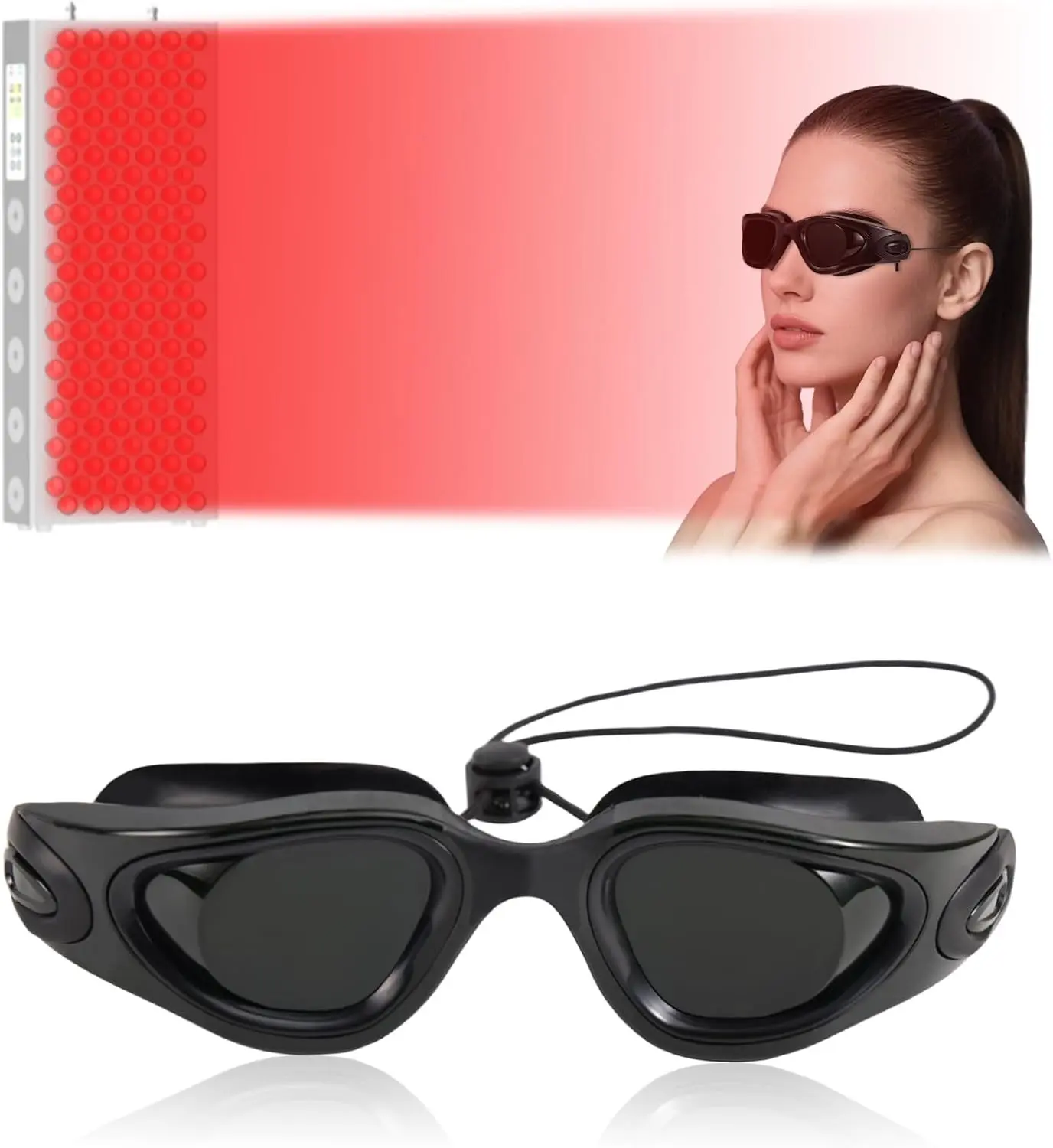 Protective Goggles for Tanning, Sun Tanning Bed Goggles Protective Eyewear | Eye Protection for LED Light Home Beauty Sunbathing Use Include Case and Glasses Cloth (Black)