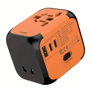 Universal Travel Adapter with Type-C Port, Compact Lightweight Multi-Color Plug with Protection Cover, Stylish Durable International Charger for Business Trips and Vacation Travel