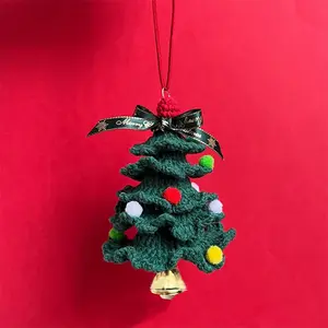 Handmade DIY Christmas Tree Ornament, Knitted Car Decoration, Unique Holiday Home Decor, Festive Tabletop Accessory, 1 Count