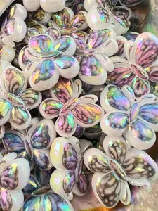 A11- (10PCS) 24mm 3D Butterfly Multicolored Pastel UVAB Acrylic Beads For DIY