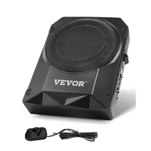 VEVOR 10 400W Underseat Car Subwoofer, Slim Powered Car Subwoofers Under the Seat, Low Profile Audio Sub Built-in Amplifier, High/Low Level Input Volume Controller for SUVs, Car, Truck, RV