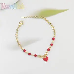 Women's 2026 Trendy Bohemian Sweet Love Heart Bracelet - Red Enamel Drip-Oil Design, Light Luxury Elegant Wrist Jewelry, Trendy Jewellery Accessories, Versatile All-Match for Daily Wear & Party Gift