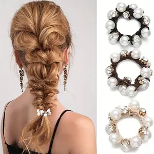 Add Sparkle to Your Hair with 3-Pack Pearl & Crystal Scrunchies – Perfect for Girls & Women