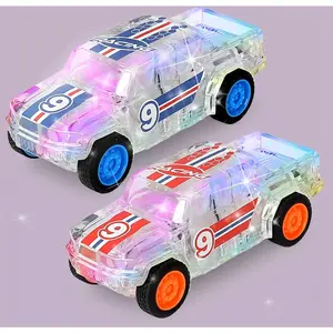2 Pack LED Light Up Pull Back Cars - Glow in the Dark Monster Trucks for Toddlers 1-3 Years. Easy-Grip Car Toys, Perfect Easter, Christmas or Birthday Gift for Boys & Girls
