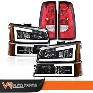 Fit For Chevy Silverado 03-07  DRL Headlights Lamp+Tail Lights Set Red Tail LED with Harness