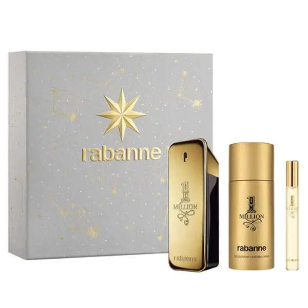 Paco Rabanne 1 Million 3 Piece Set for Men - Includes Eau de Toilette, Deodorant Spray & Miniature - Gift Box Edition, Fresh, Multi-Pack