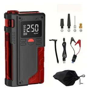DIBMS Car Jump Starter (with Air Compressor), Portable Battery Charger, Emergency Starting Kit for 12V Vehicles, Power Pack with Tire Inflator, Emergency Starting Kit with Light and Jump Cables