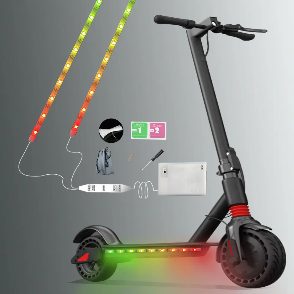 2 Strip 50CM Electric LED Bicycle Scooter Lights Night Cycling Colorful Lamp Waterproof Safety Skateboard Scooter Lights