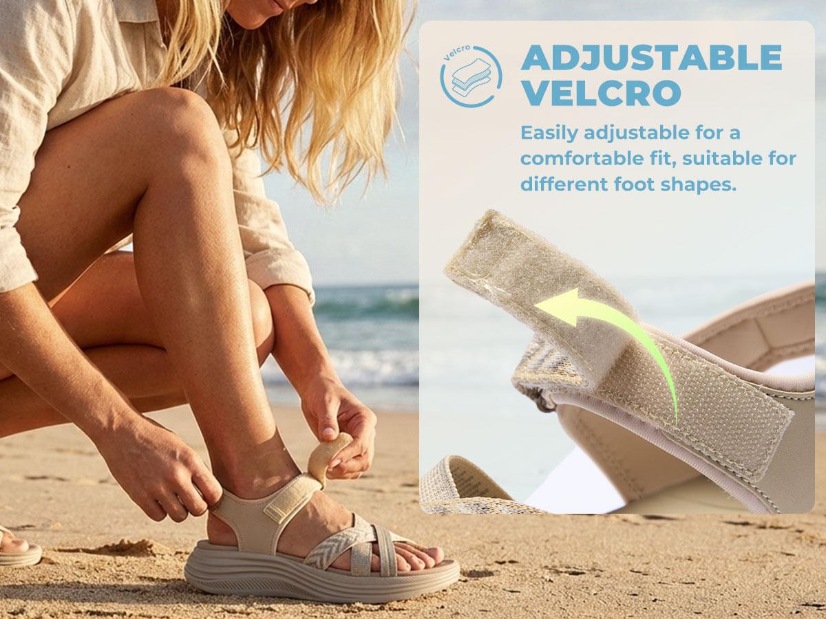 Vilanva Women's Comfortable Platform Walking Sandals Casual Sport Summer Sandals with Adjustable Buckle and Cushioned Midsole