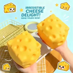 Extra Large Cheese Squishy Toy, Fidgets Squishies for Kids Stuff, All Needohs Squishy Novelty Stress Relief Toy