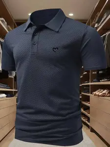 Men's Polo Shirt Fs047 Geometric Print, Breathable Comfort Fabric, Classic Design, Versatile Casual Wear, Fitted Style