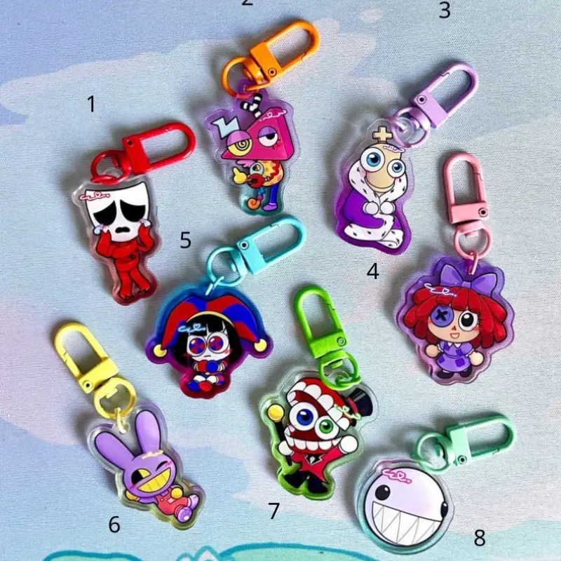TADC The Amazing Digital Circus Keychains 1.5 inch Colorful Clear Double Sided Acrylic Colorful Clasps