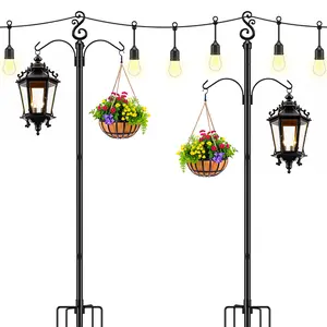 Adjustable Shepherd Hooks for Outdoor,2 Pack 120 Inch 5 Prong Base Bird Two Sided Feeder Poles,Heavy Duty Shepherds Hook,Suitable for Garden in Hanging Flower Basket,Lantern,Bird Nests